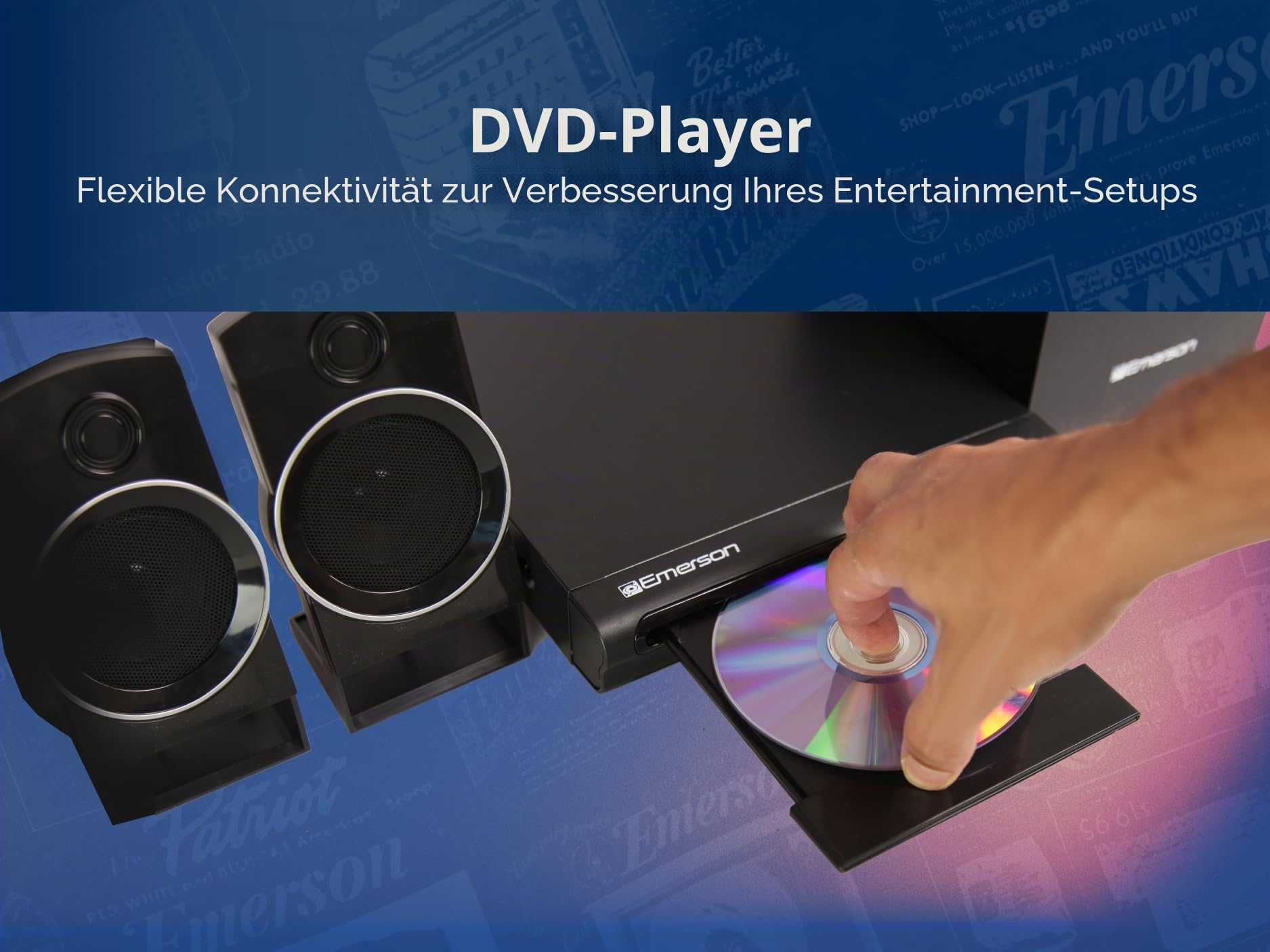 Emerson Ed-8050 2.1-Kanal-Heimkino-DVD-Player Und Surround-Sound-System Mit Subwoofer, HDMI-Ausgang, USB-Wiedergabe Zwei Lautsprechern Ideal Für Immersives Film- Musikerlebnis