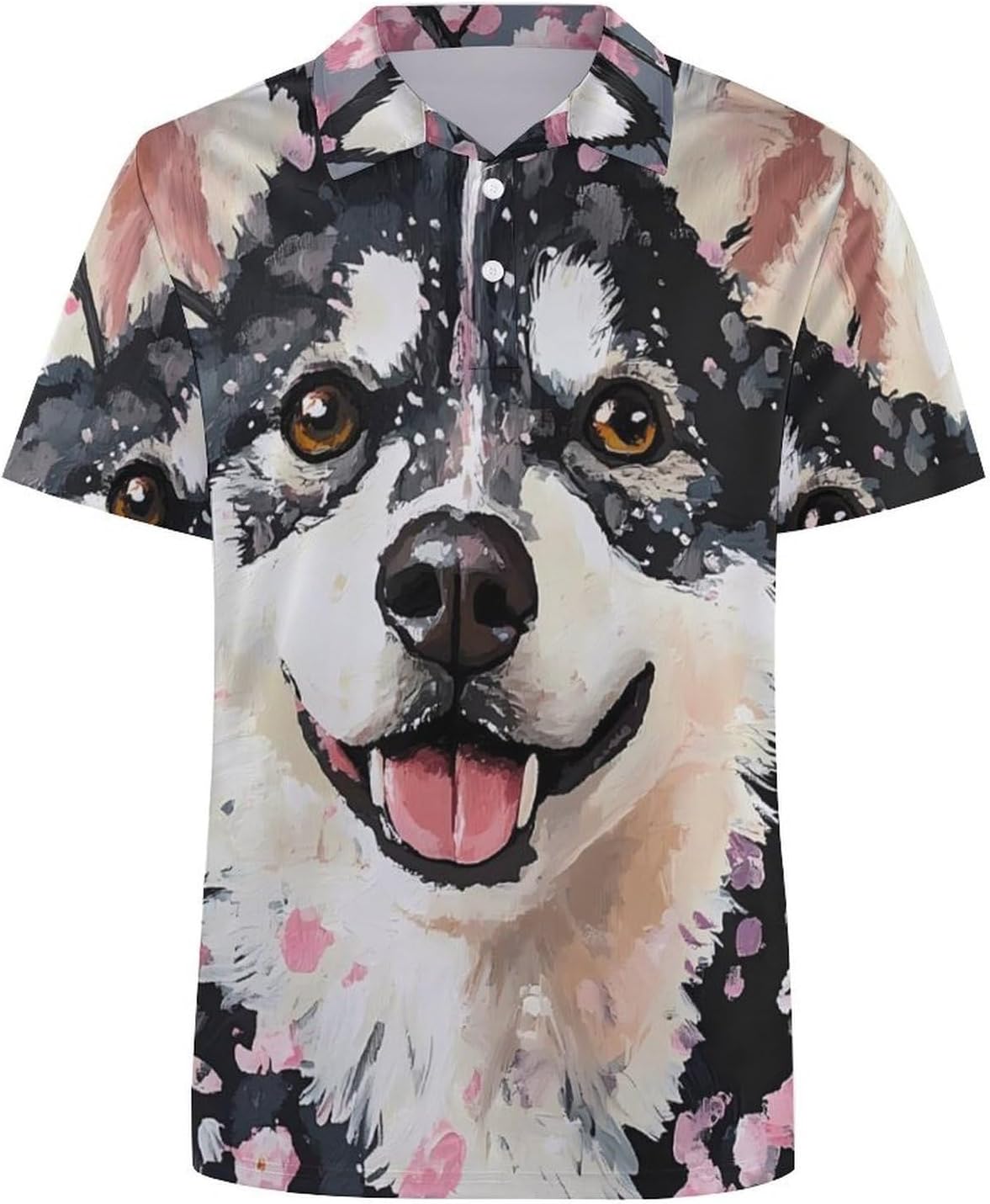Alaskan Dog Painting Women's Golf Polo Shirts Short Sleeve Quick Dry Tennis Tops Casual Work Blouses