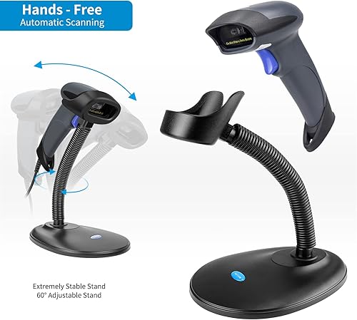 Miniatura 6 de NETUM Escáner inalámbrico de código de barras QR 2D Bluetooth con soporte, lector automático de imágenes de código de barras 3 en 1, pistola escáner