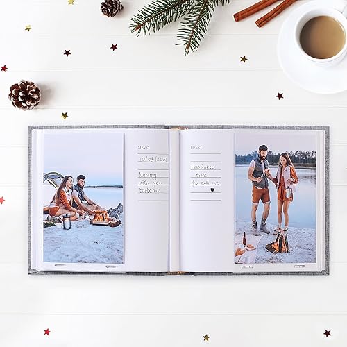 Miniatura 3 de Mublalbum Álbum de fotos de 4 x 6 pulgadas, 100 fotos, cubierta de lino con áreas de notas, libro de fotos, capacidad para 100 fotos verticales para