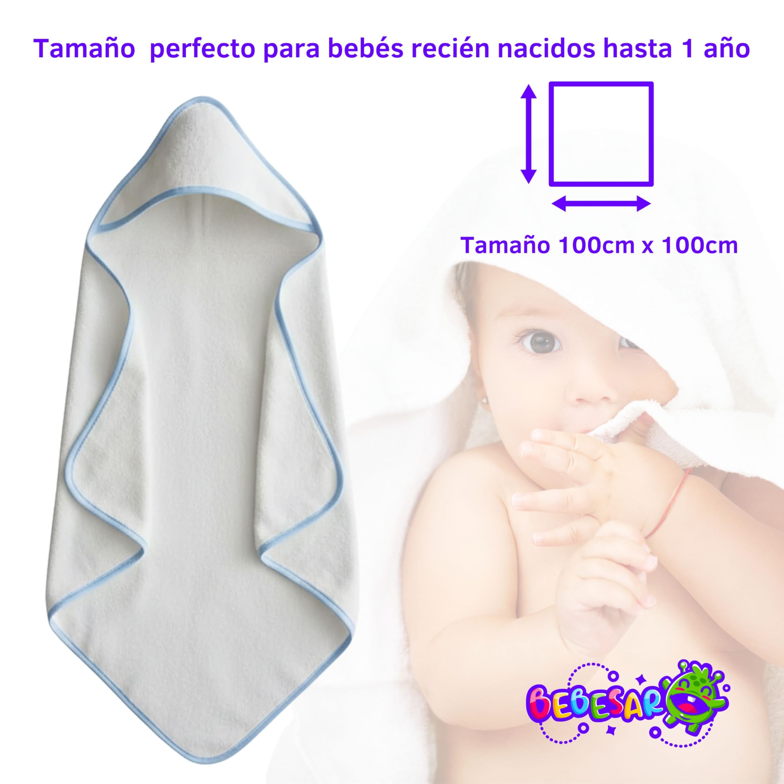 Capa de baño Bebe Personalizada 100x100cm - Algodón Toalla Bebe Recien Nacido Personalizada con Nombre – Regalos Bebes Recien Nacidos Originales – Hecho en España (Perro Rosa)