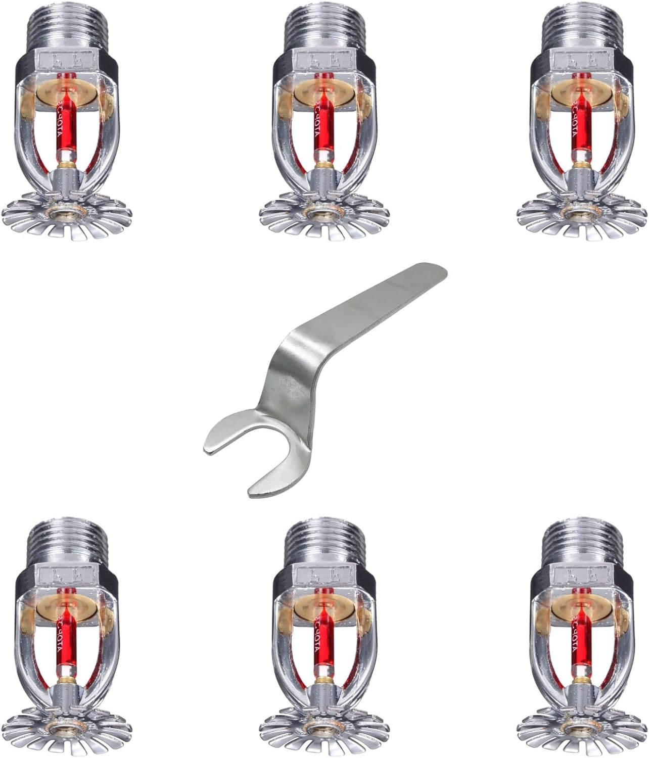 6-Pack Pendent Fire Sprinkler Heads DN15 1/2" NPT 68°C Quick Response with Universal Wrench for Installation and Maintenance