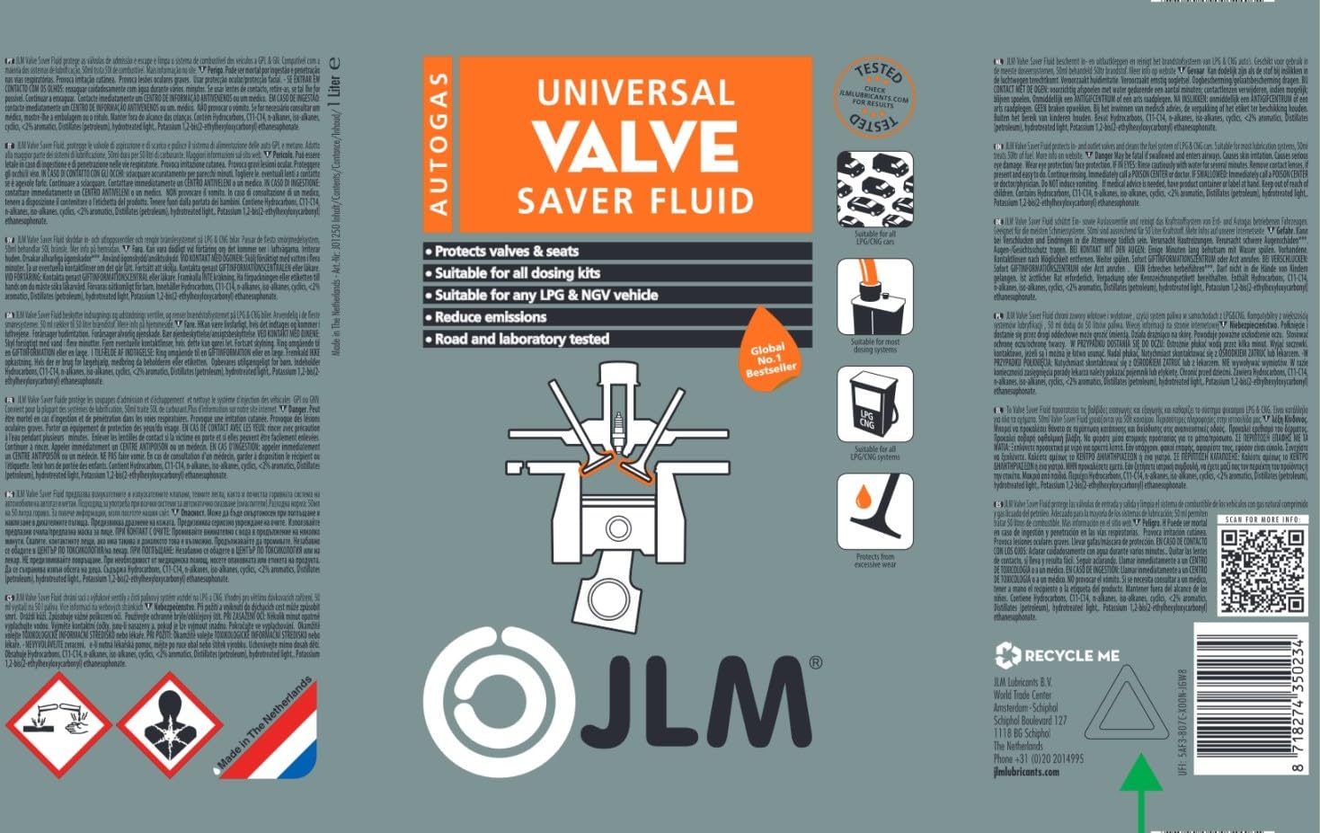 JLM Ventilschutzflüssigkeit für alle Typen 2 x 1 Liter (2 Liter) 2er Pack | JLM Universal Valve Saver Fluid