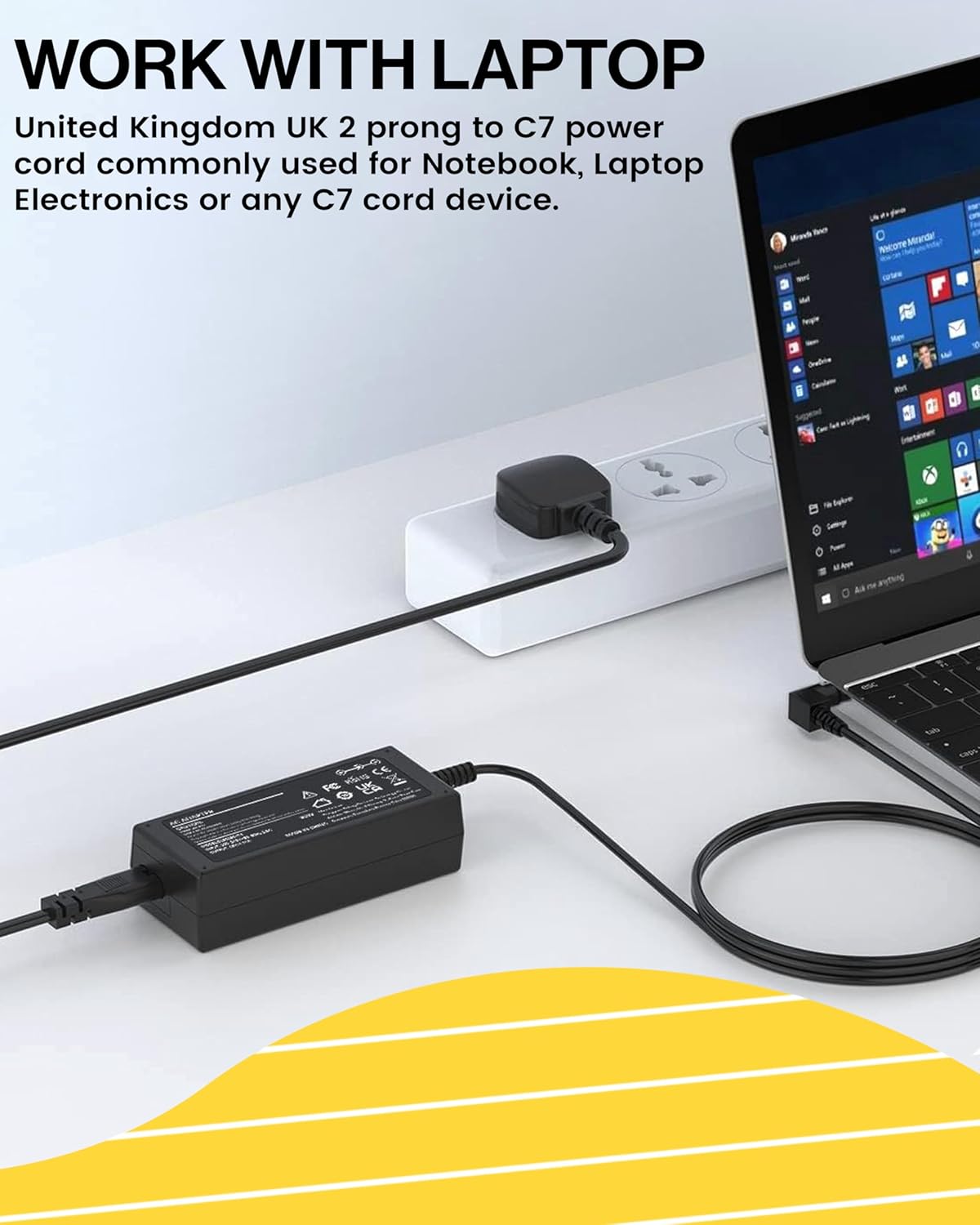 (10-Pack) United Kingdom UK 2- Slot Printer Power Cord Cable, Non-Polarized (IEC-320-C7 to CEE 7/16) Works with TV, Printer, Chargers, PS4 Game Console and More for UK Travel - 10 Pack