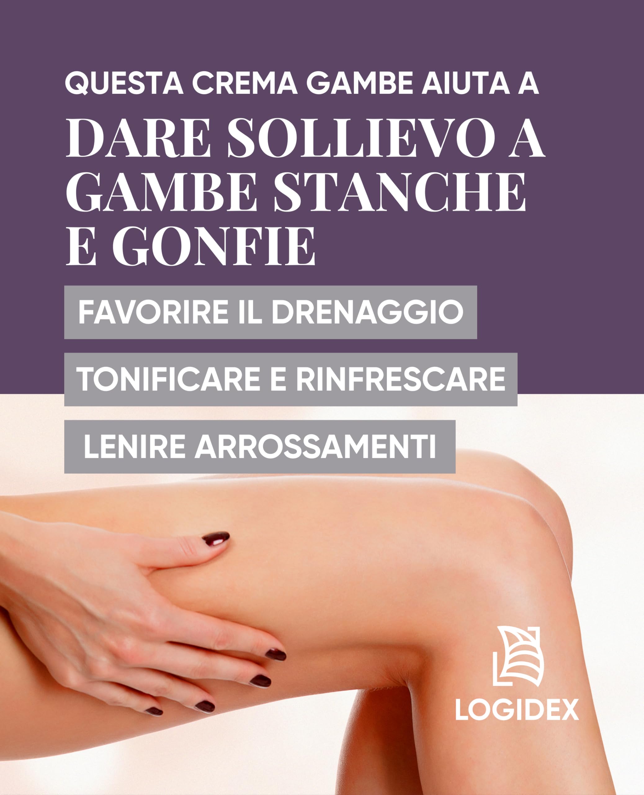 Venosten - Crema Vene Varicose e Capillari – Linfodrenante e Venotonica per Gambe Pesanti, Gonfie - con Resveratrolo, Troxerutina, Diosmina ed Escina - 100 ml - Logidex