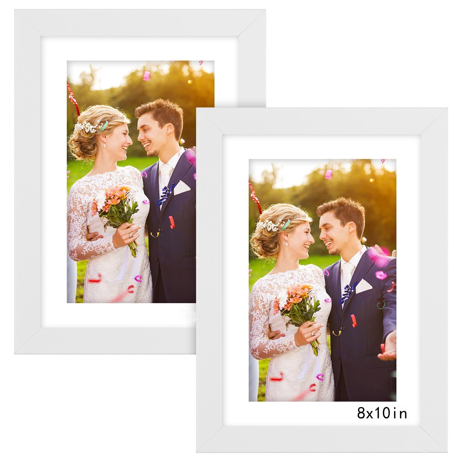 8x10 Photo Frame White - 2 Pack 10x8 Picture Frames with Mount, Photo Frames 8x10 Picture Frame for Wall Mount & Desktop