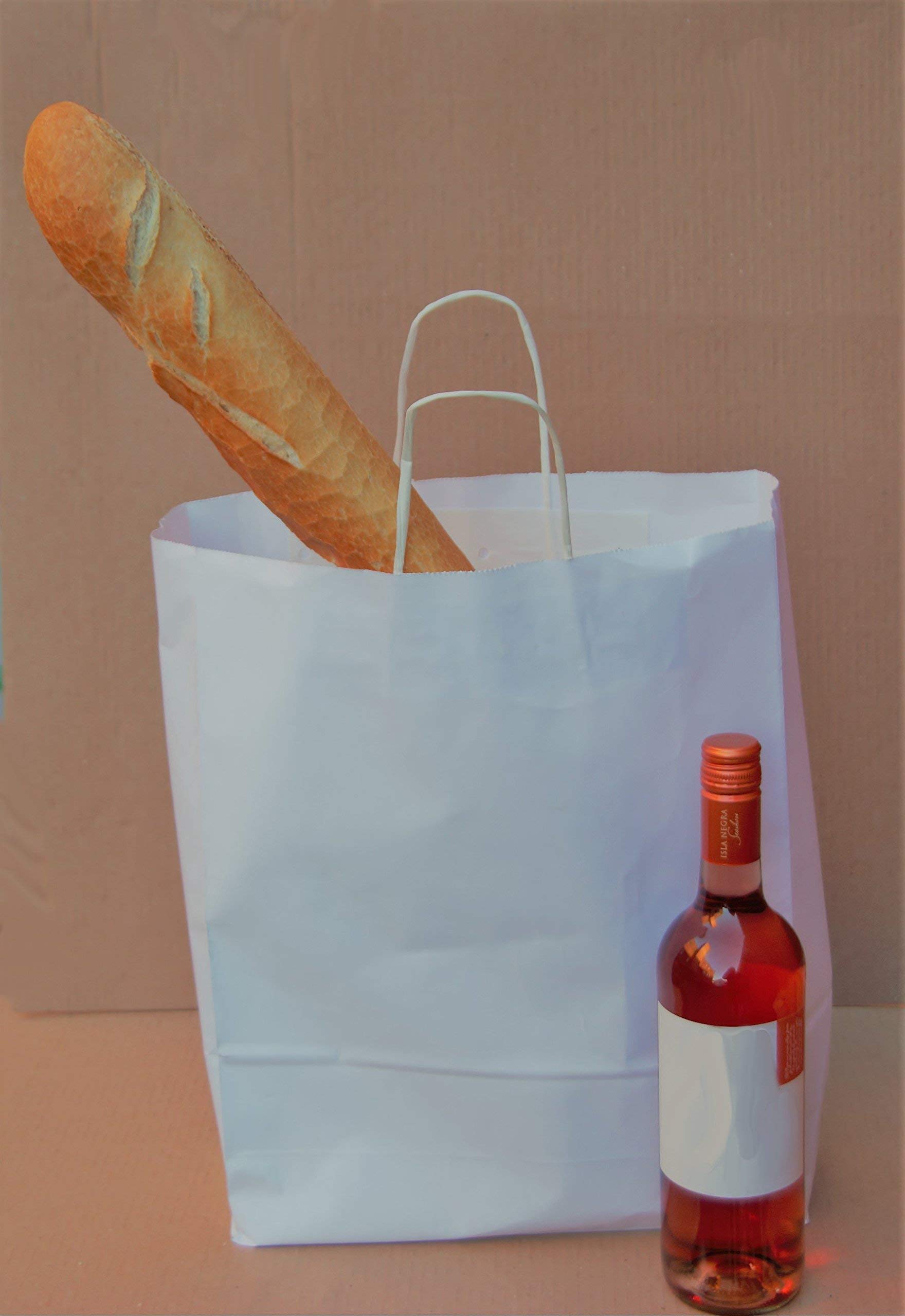 25 x White Kraft Twisted Handle Paper Carrier Bags, Select Size (Large - 320x130x425mm)