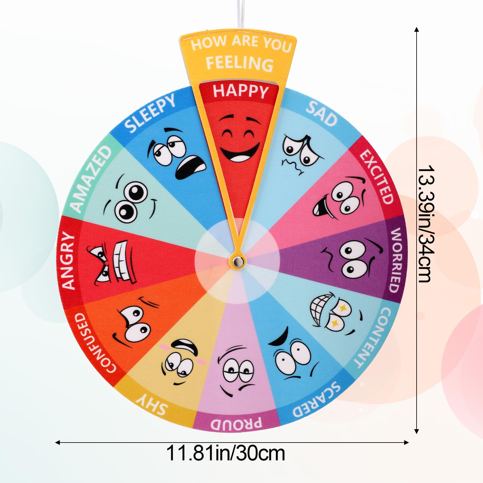 Ruota Sentimenti per Bambini, Ruota Emozioni Sentite con 12 Immagini di Espressione delle Emozioni con Corda Sospesa per Attività di Apprendimento Socio-Emotivo