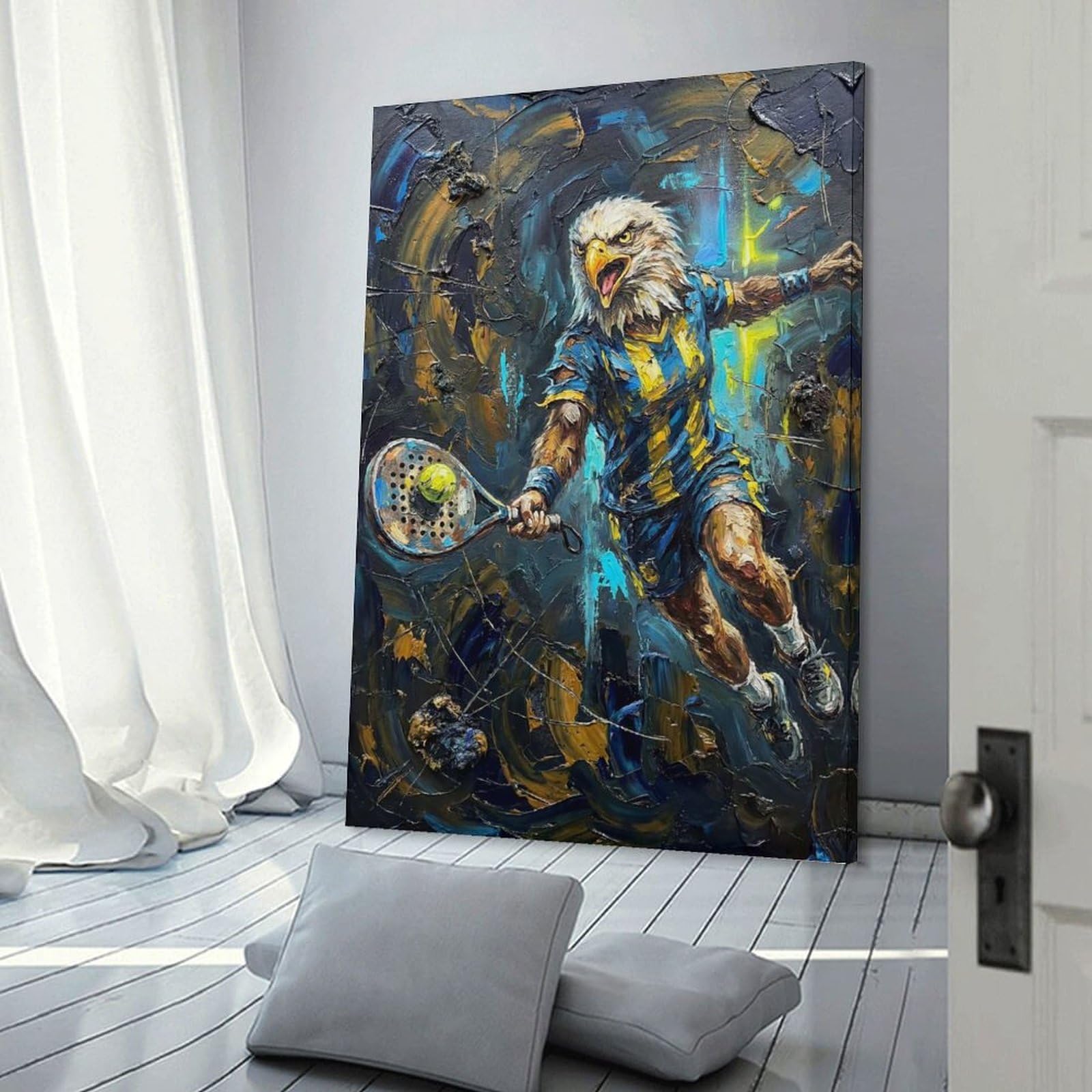 Junmoney Frame-Style-12 Eagle Paddler Painting Canvas Wall Picture, 20X30inch(50X75cm), For Study, Office Or Focused Interiors, Home Office Artwork With Decorative Appeal