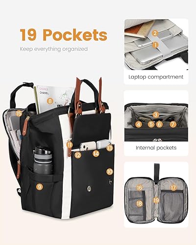 Miniatura 3 de LOVEVOOK Mochila para computadora portátil para mujer, mochila de viaje para trabajo, viajes y viajes, bolsas escolares universitarias,