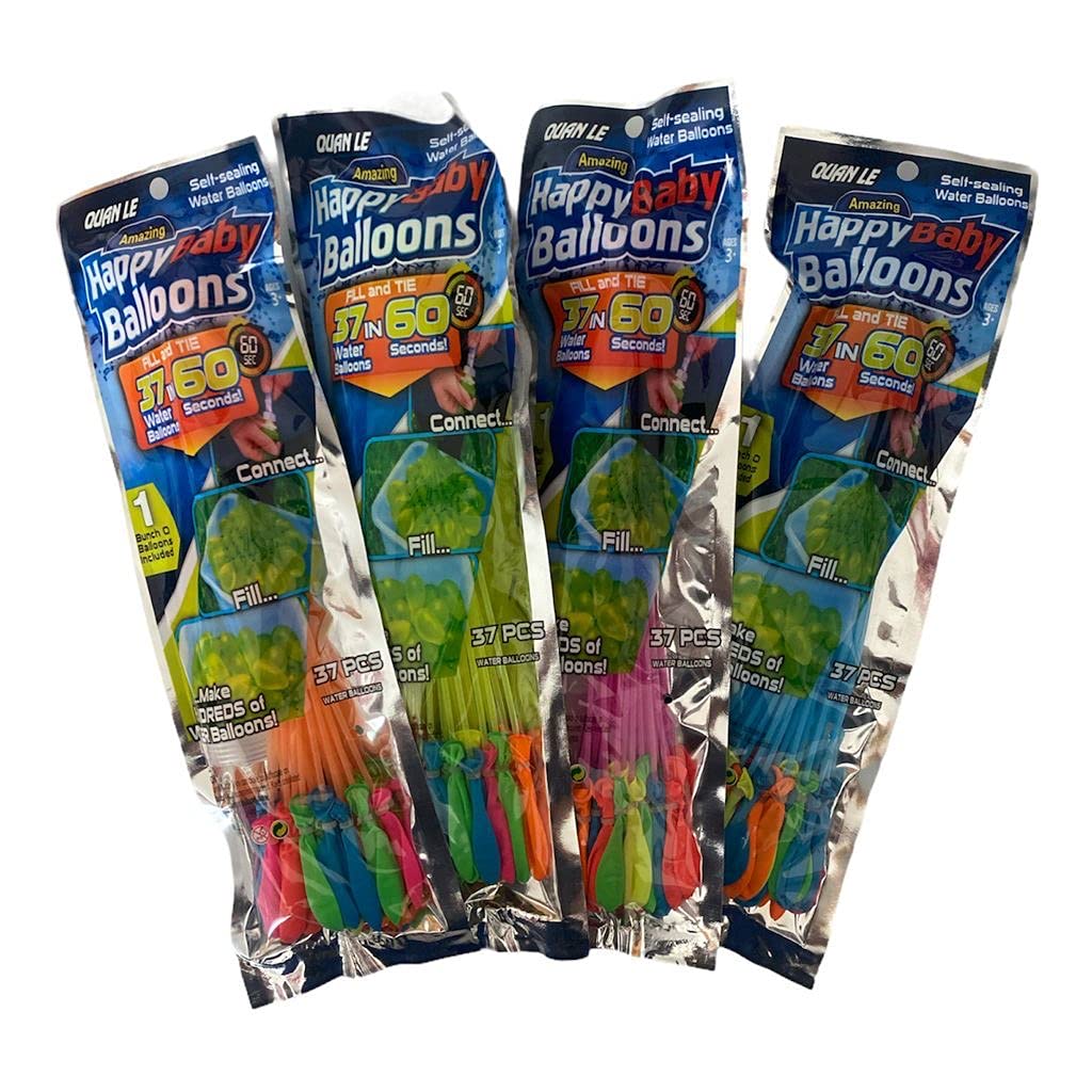 Self Sealing Water Balloons, 37 Pieces Per Pack, 60 Seconds Filling, Multicoloured
