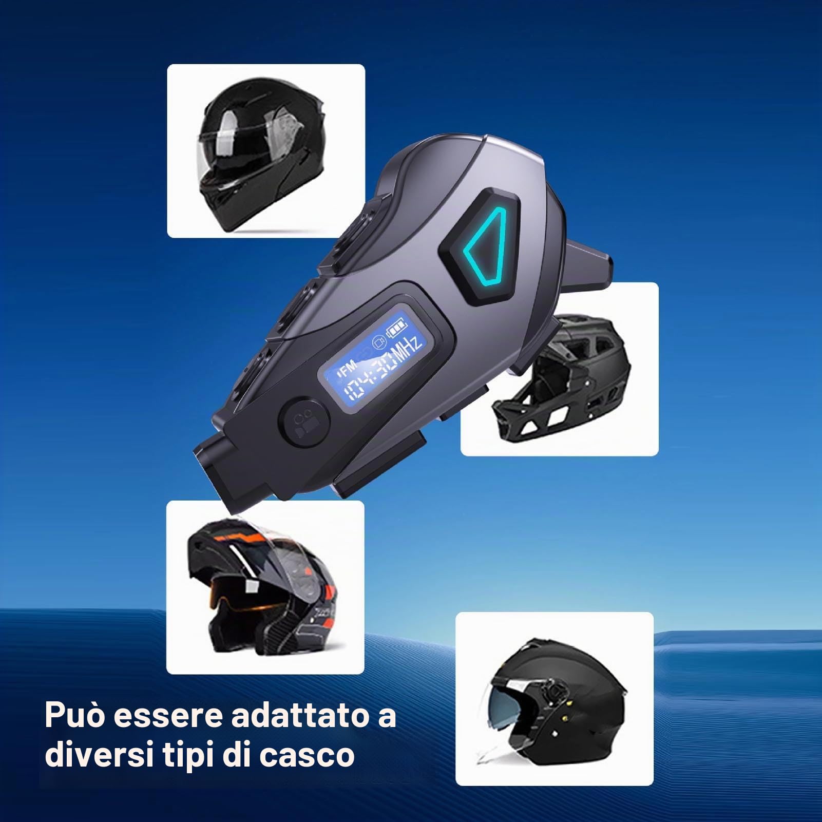 VBESTLIFE Auricolare Bluetooth per Casco Moto con Fotocamera 1080P, Altoparlanti per Casco con Microfoni, Citofono/chiamata in Vivavoce/musica/resistente All'acqua/cancellazione del Rumore