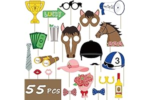 55 PCS Derby Party Kentucky Derby Day Photo Booth Supplies Horse Racing Decorations