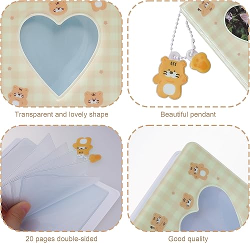 Miniatura 3 de Carpeta de tarjetas fotográficas de 2 piezas, mini álbum de fotos Kpop, carpeta Kpop Love Heart Hollow de 3 pulgadas, soporte para mini libro de