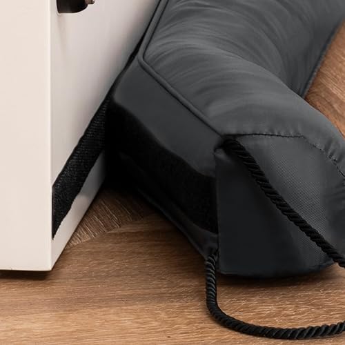 Miniatura 5 de Sunolga Tapón impermeable para debajo de la puerta de 32 pulgadas, 1.9 libras, relleno de cuentas de vidrio y algodón, extraíble, lavable a máquina,