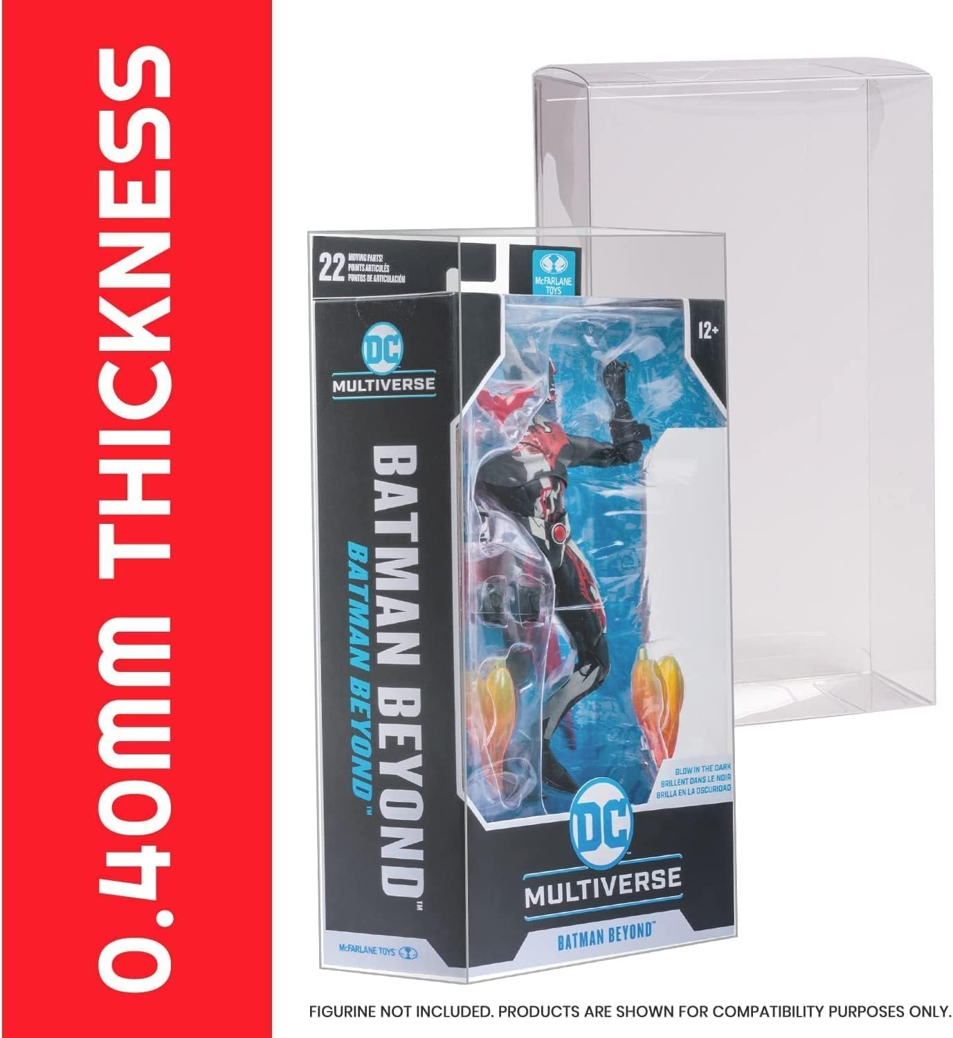 EVORETRO Action Figure Display Case Protector for McFarlane Dc Multiverse 7 in Figures, Warhammer 40k - 10 Pack - Thick 0.40mm Acid-Free PET Plastic, Sturdy, Ultra-Clear, Will Last for Years to Come