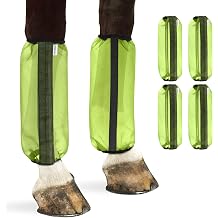Fly Boots for Horses, Non-Slip Breathable Horse Fly Boots,Extra Tough Mesh Horse Fly Leggings Prevents Flies and Mosquitoes from Biting Set of 4 Universal SizeGreen