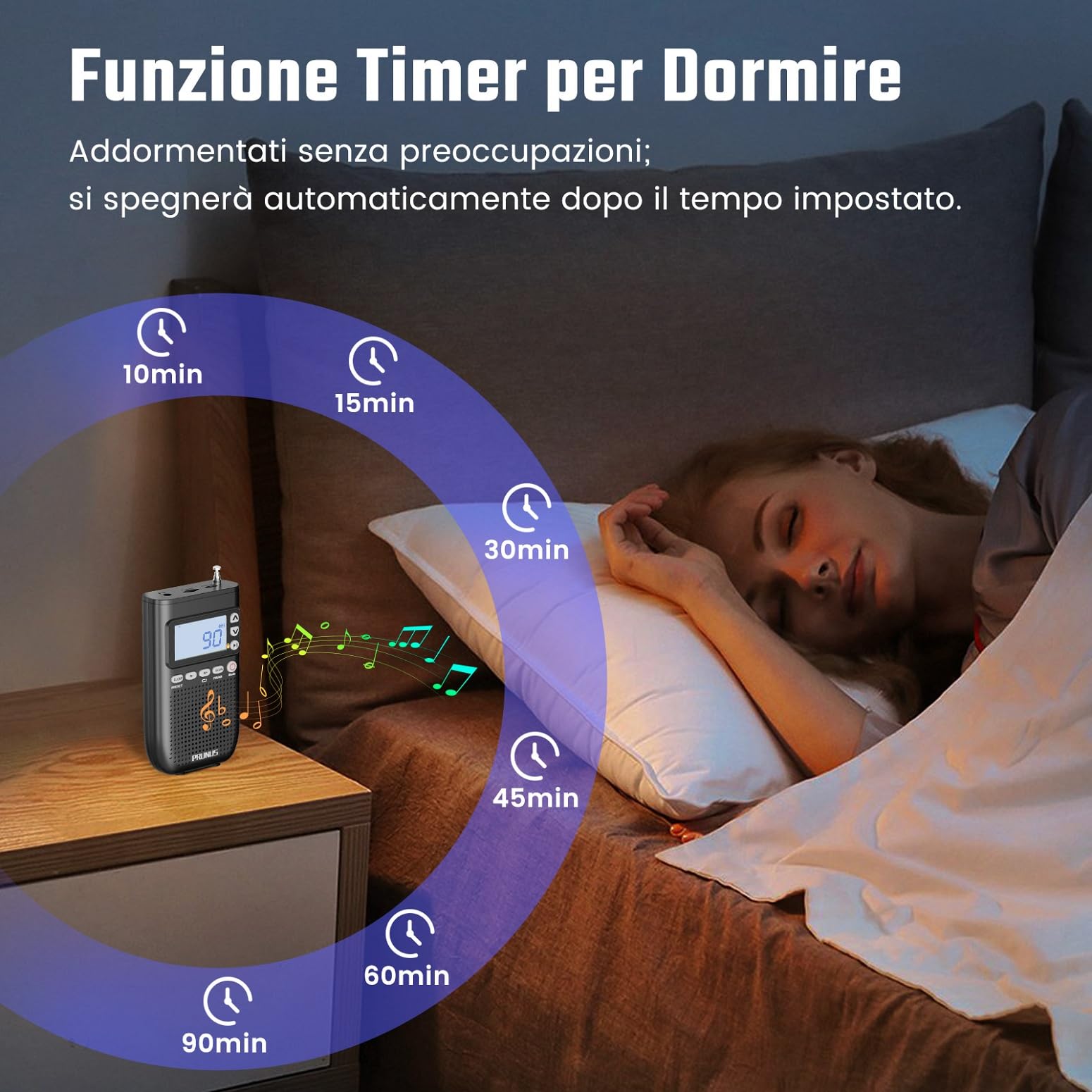 PRUNUS J-618 Radio Portatile AM/FM Bluetooth 2000 mAh Ricaricabile Digitale con Jack Cuffie e Slot TF
