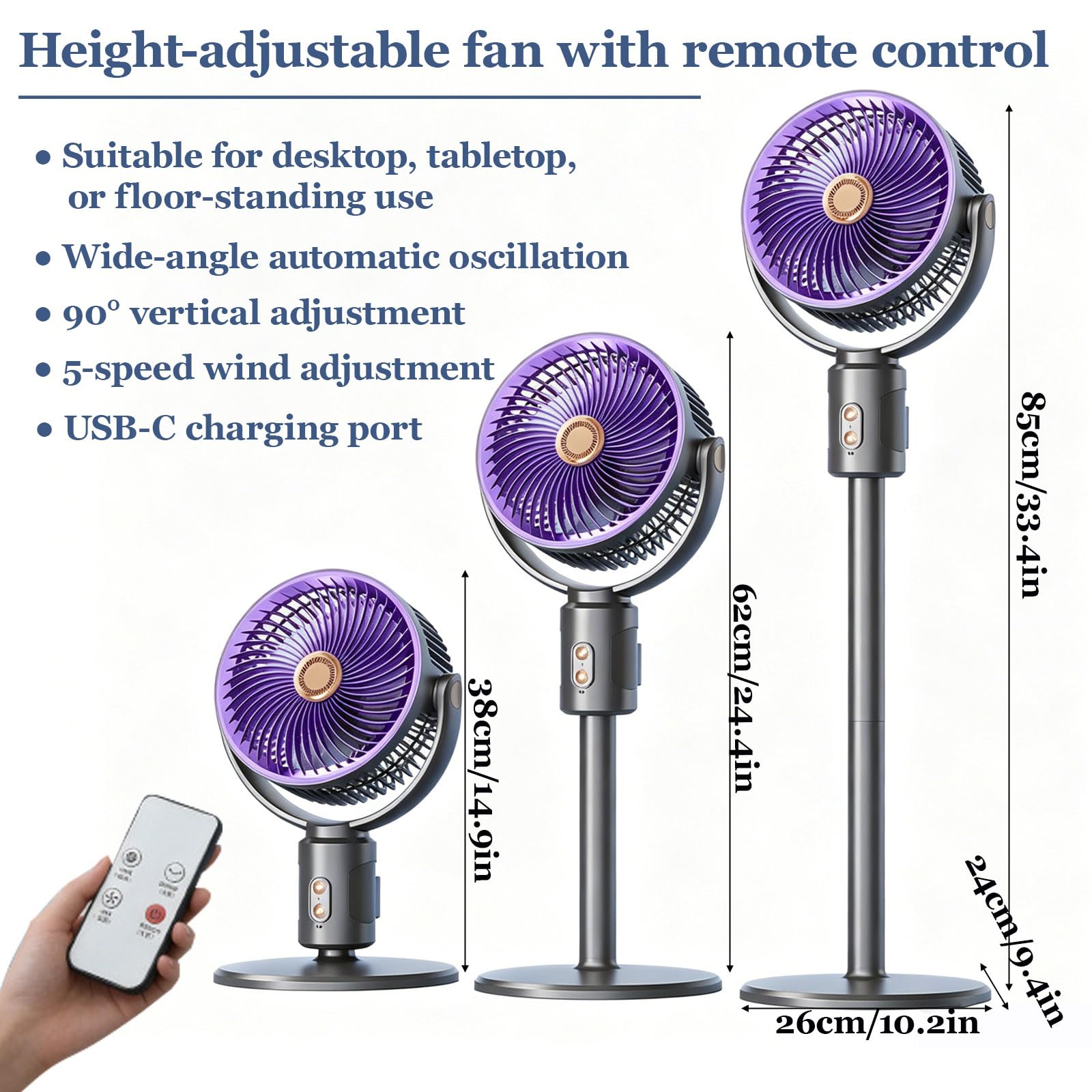 Ventilador de Pie Silencioso con Mando