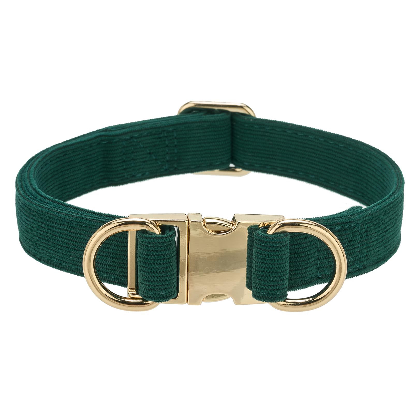 YUDOTE Soft Corduroy Dog Collar with 2 D-rings, Secure, Adjustable for Large Energetic and Playful Pets, Green