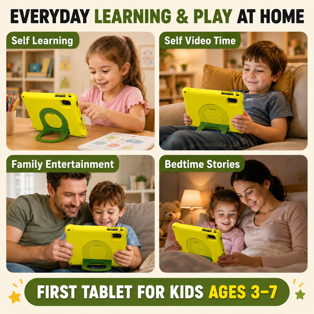 Tablet infantil de 8 pulgadas Android 15, Octa-Core 12 GB de RAM + 64 GB de ROM, tablet para niños pequeños con WiFi 6, control parental, espacio infantil preinstalado, funda EVA, protector de