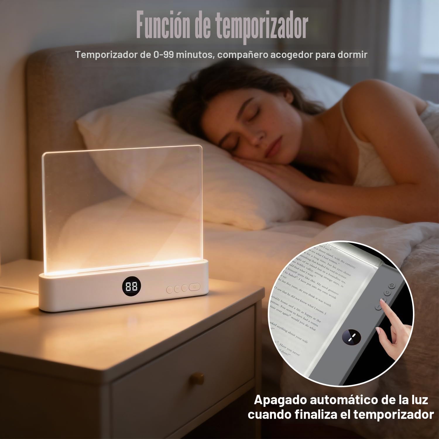 Luz Plana para Libros, Luz Para Libros De Página, Luz LED para Libros, Lámpara LED Para Página de Libro, Luz de Pantalla Plana para Leer en la Cama, Luz de lectura, para lectores, hogar, oficina (M1)