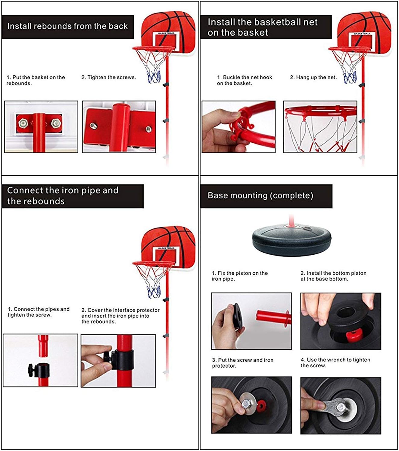 Kids Basketball Hoop Stand Set Adjustable Height Portable Stand Basketball Set Sport Game Play Toys Set with Ball Ball, Net and Ball Pump Indoor and Outdoor Fun Toys for 3+ Years Old: Toys & Games