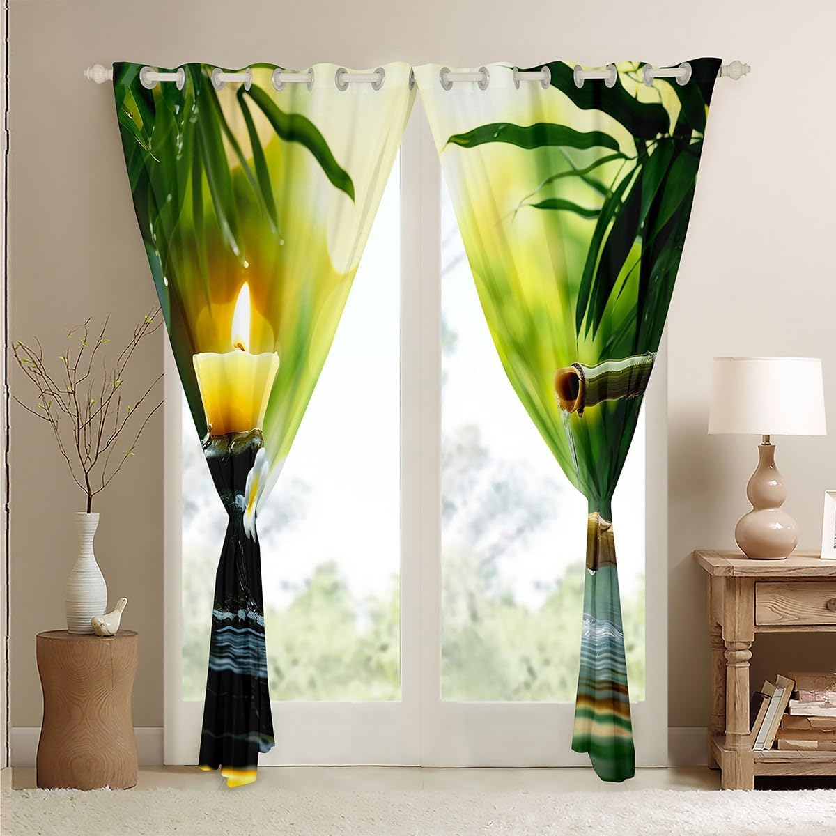 Feelyou Zen Curtain Zen Stones Darkening Window Dreapes for Bedroom Meditation Tranquil Nature Artwork Blackout Curtains() Zen Spiritual Nature Theme Window Treatments Decor (2 Panels, 38 x 54 Inch)