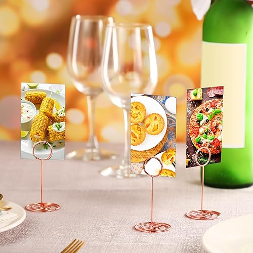 Miniatura 13 de TecUnite 48 soportes para números de mesa de 3.35 pulgadas, soporte para fotos, fotos, nombre, menú, clips para tarjetas de notas, soporte
