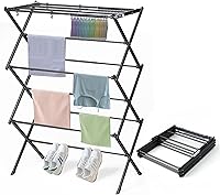 KeingGcopr Foldable Clothes Drying Rack 40" Tall Steel Laundry Rack - Space-Saving Indoor Outdoor Drying Stand, 27lb Capacity, Black