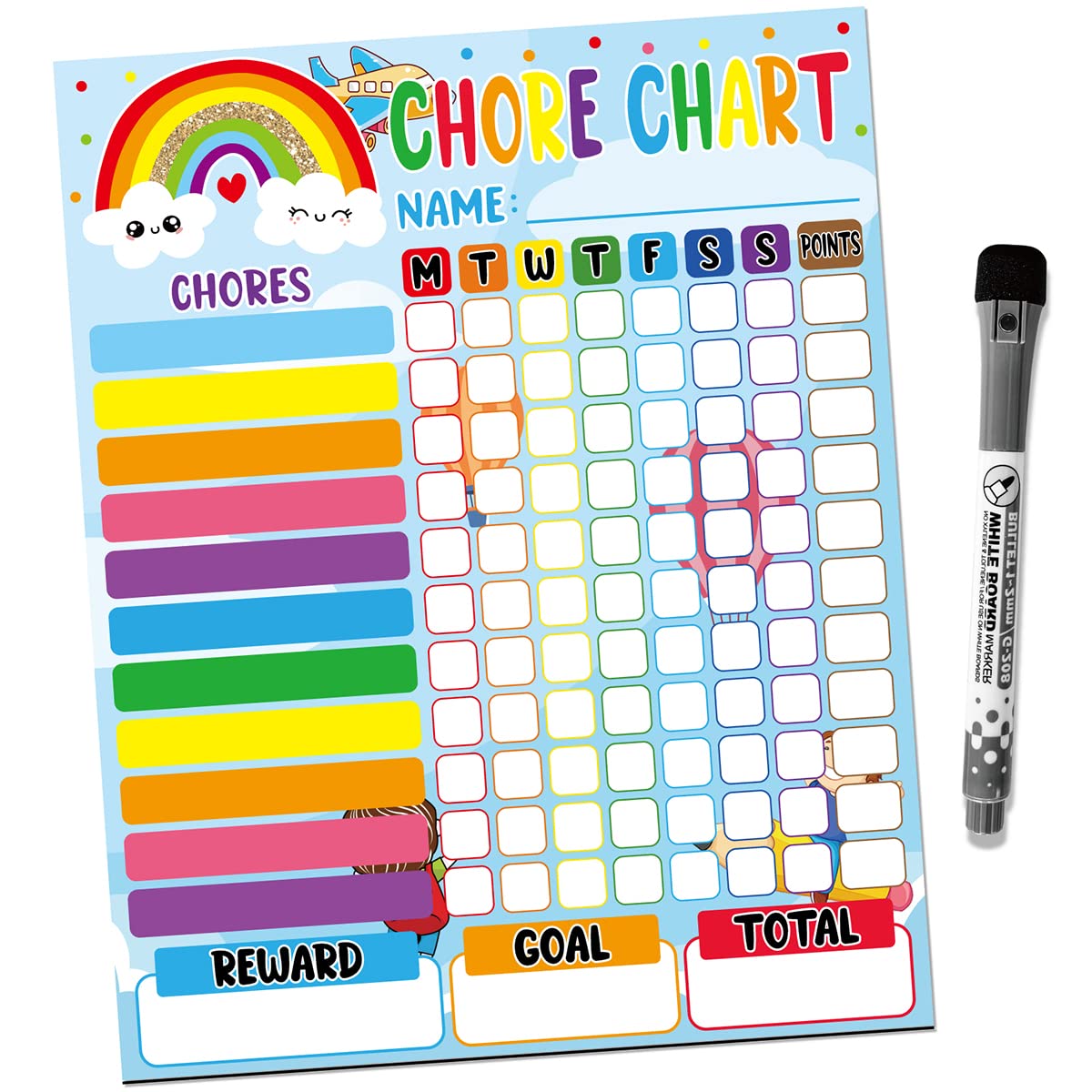 Buy Rainbow Chore Chart for Kids Dry Erase Good Behavior