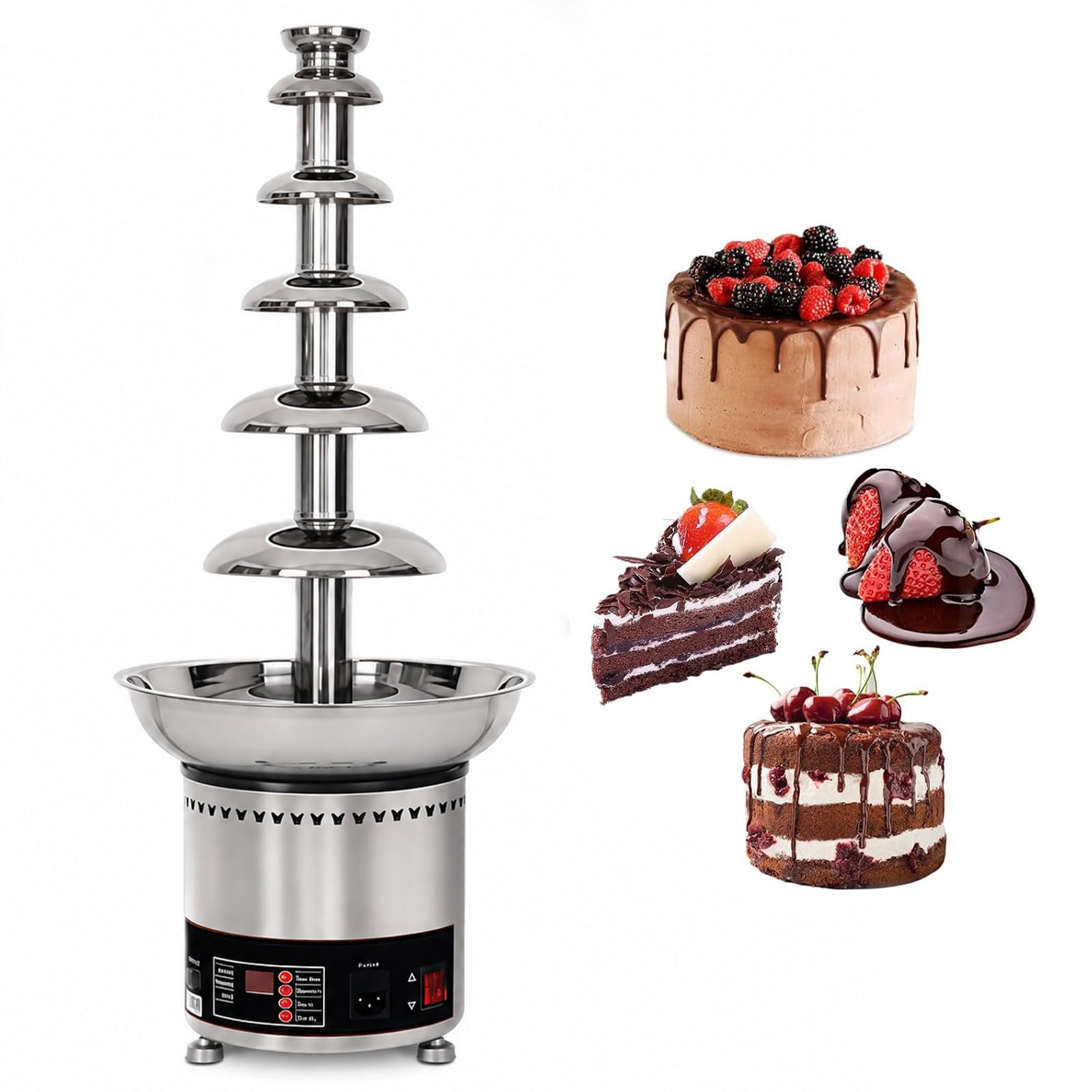 Glowdora Multi Layer Chocolat Waterfall Machine, Commercial Fondue Melting Equipment 6Tiers