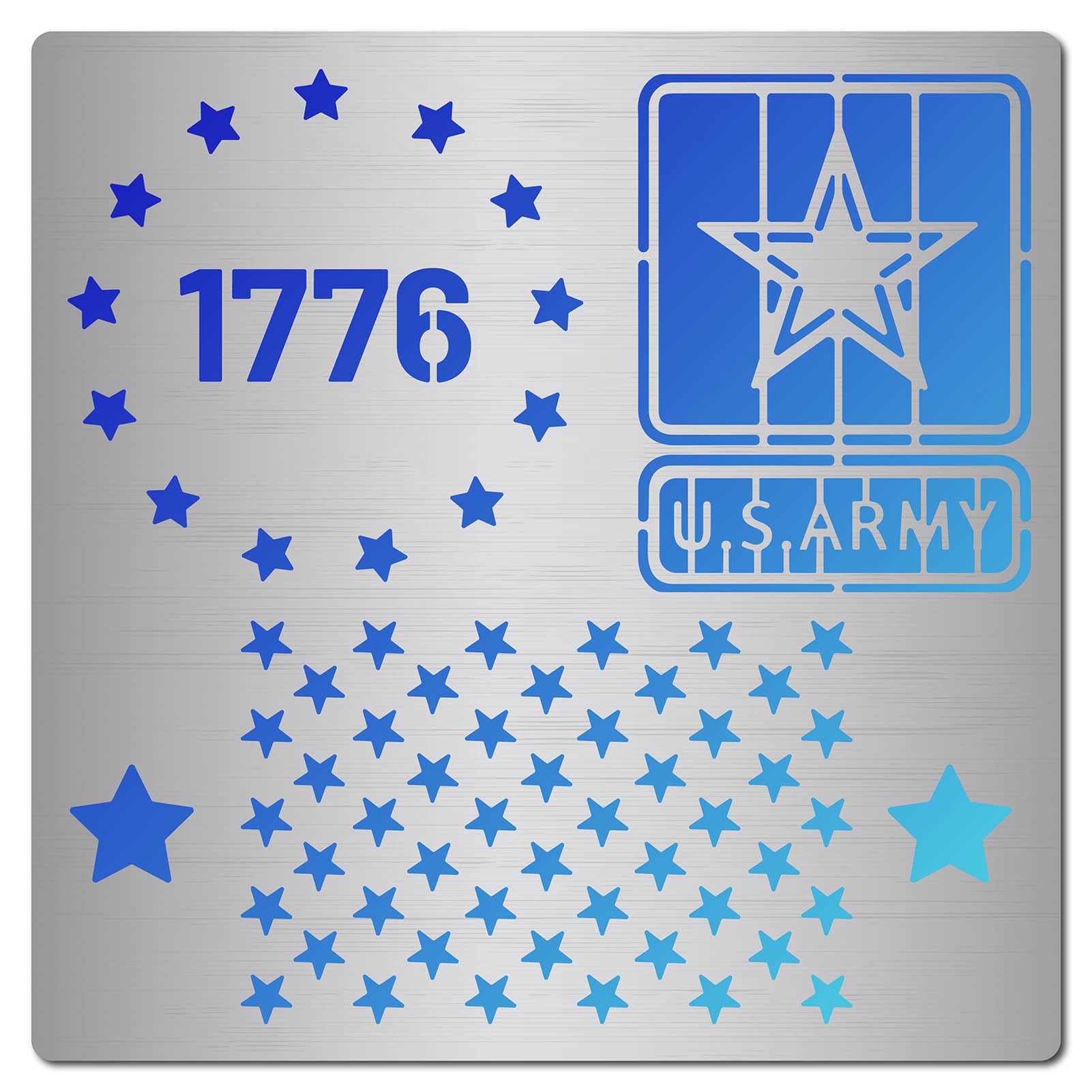 GORGECRAFT 16x16cm Independence Day Metal Stencils American Flag 50 Star and 13 Stars 1776 Stainless Steel USA Army Templates for Wood Burning Engraving Crafting Scrapbook Art Ornate Party