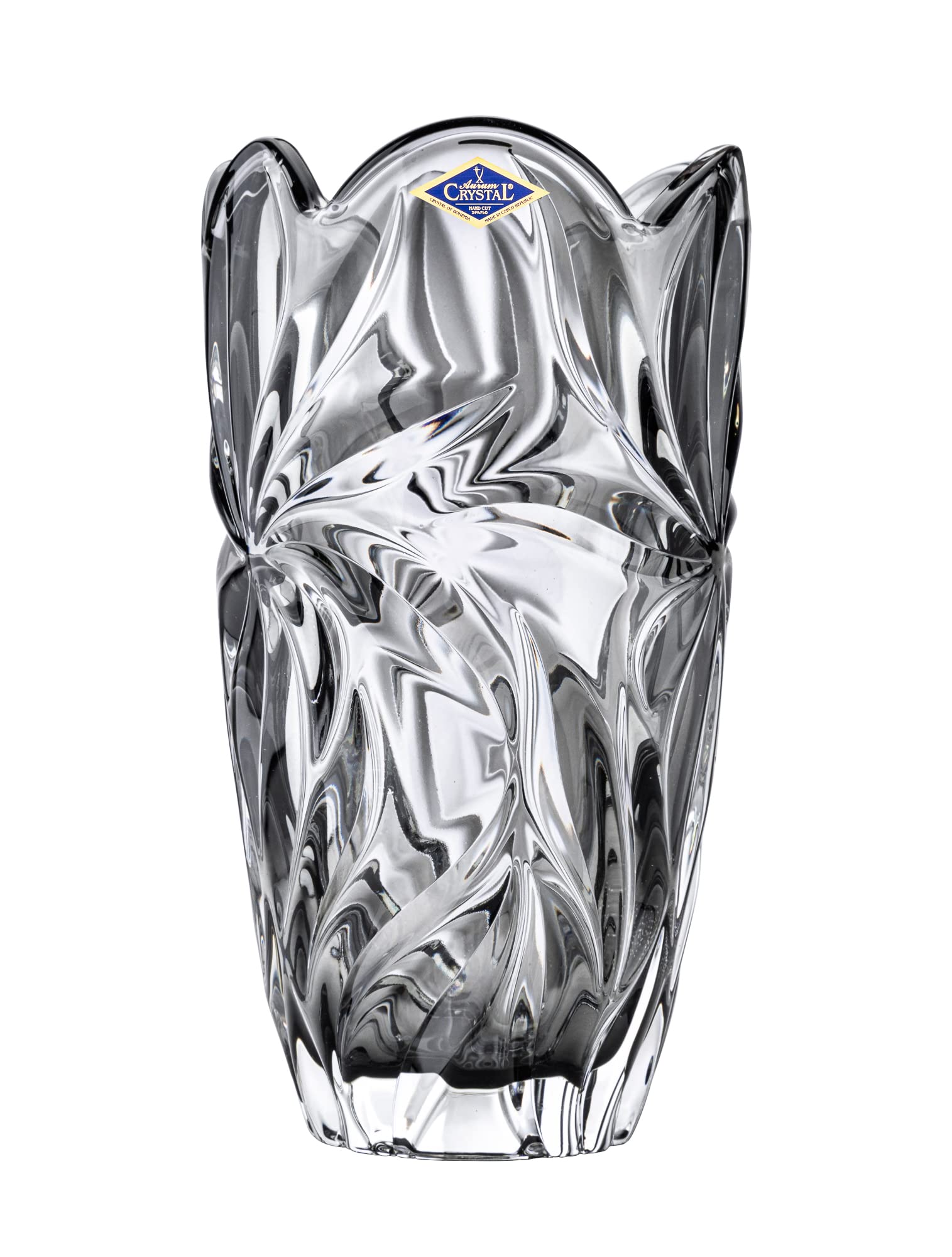 Bohemia Crystal AU52635 11.25" Flowers Vase 'Flora'. Lead-Free Crystal, Flower Jar, Gray