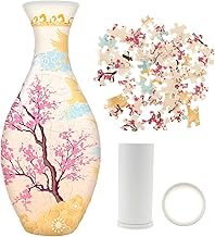 3D Puzzles Vase, 160 Pieces of Unique 3D Jigsaw Puzzle Flower Vase for Adults to Flower Arrangement and Home Decoration, Blossoming Flowers Themed Art Crafts Housewarming Gift(Pink)