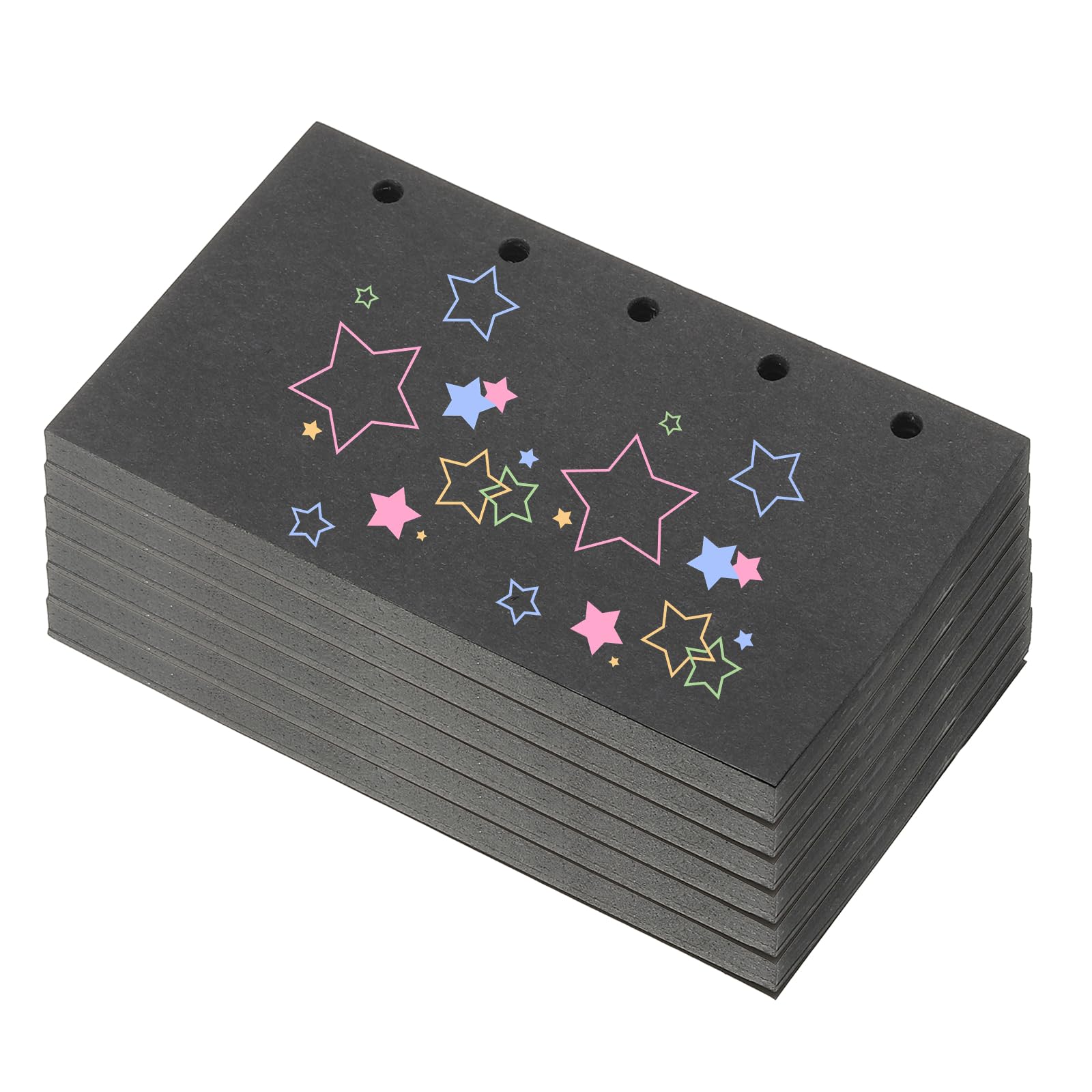 PATIKIL Colored Loose Leaf Paper, 4.1" x 2.5"(A8) 300 Sheets 5 Holes Punched 150GSM Blank Binder Refill Paper Supplies for Office Note Taking Teacher Planner Journal Notebook, Black
