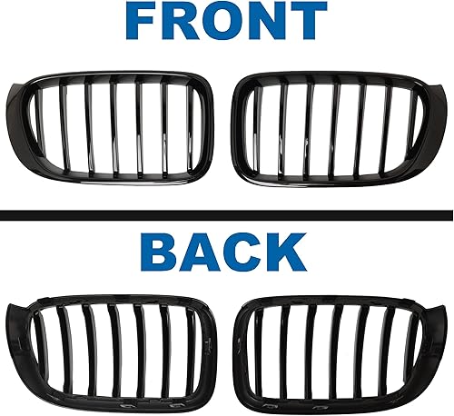 Miniatura 6 de BILLDIO Parrilla F25 F26 - Parrilla de riñón negra compatible con X3 F25 2014-2017, X4 F26 2015-2018, ABS Single Slat Gloss Black