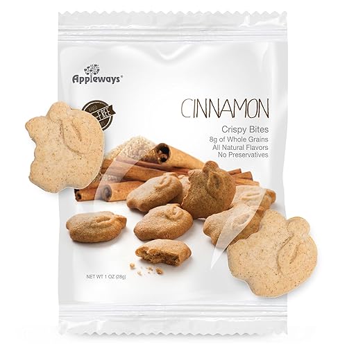 Appleways Whole Grain Cinnamon Crispy Bites, All-Natural Individually Wrapped Cinnamon