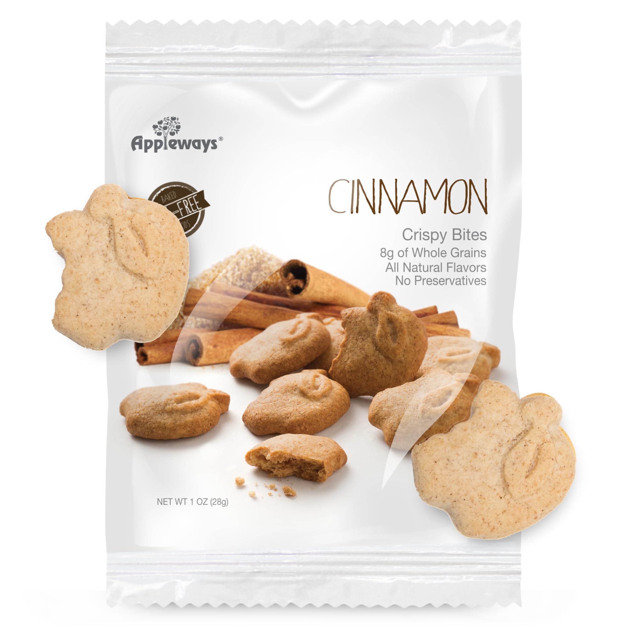 Whole Grain Cinnamon Crispy Bites by Appleways – 1 Ounce (Pack of 108), brown, Pack of 108, Model 71000