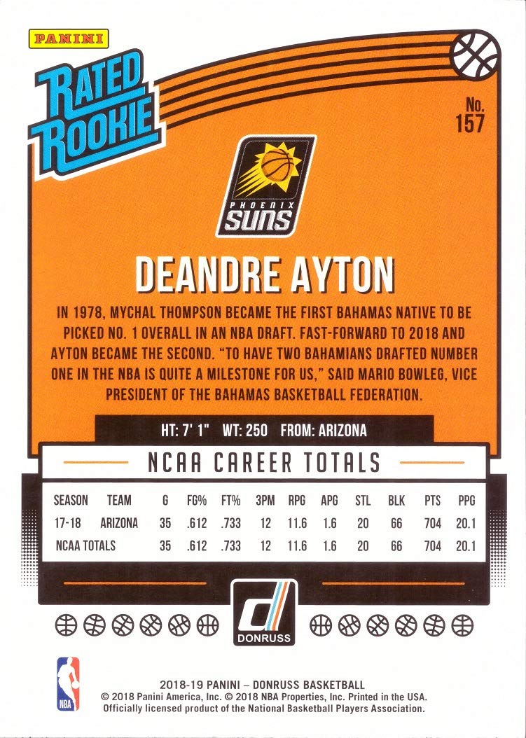 Amazon.com: 2018-19 Panini Donruss Basketball #157 Deandre Ayton