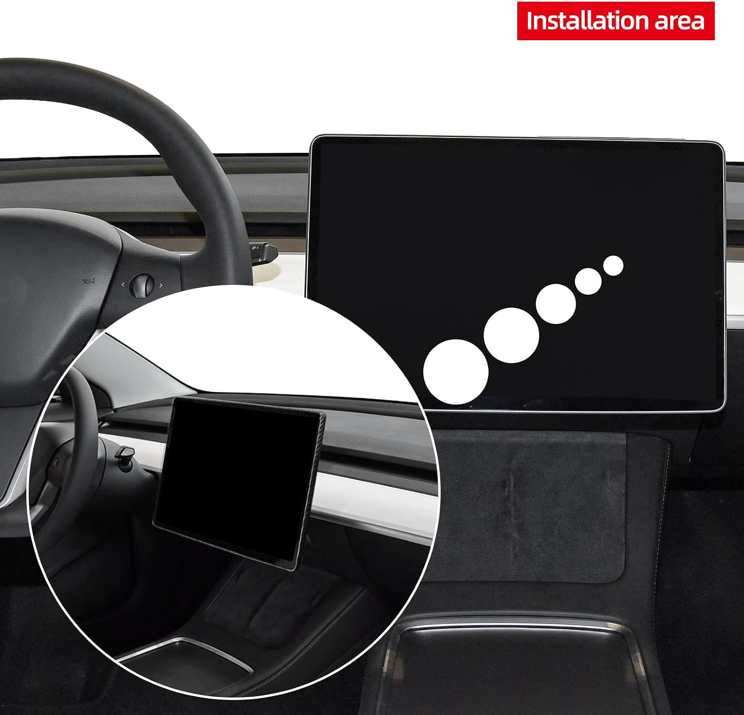 BETTERHUMZ Screen Anti-Collision Strips Sticker for Tesla Model 3 2020-2024 Highland Model Y 2020-2025 Carbon Fiber Leather Car Interior Tuning Accessories (Style B, Carbon Leather)