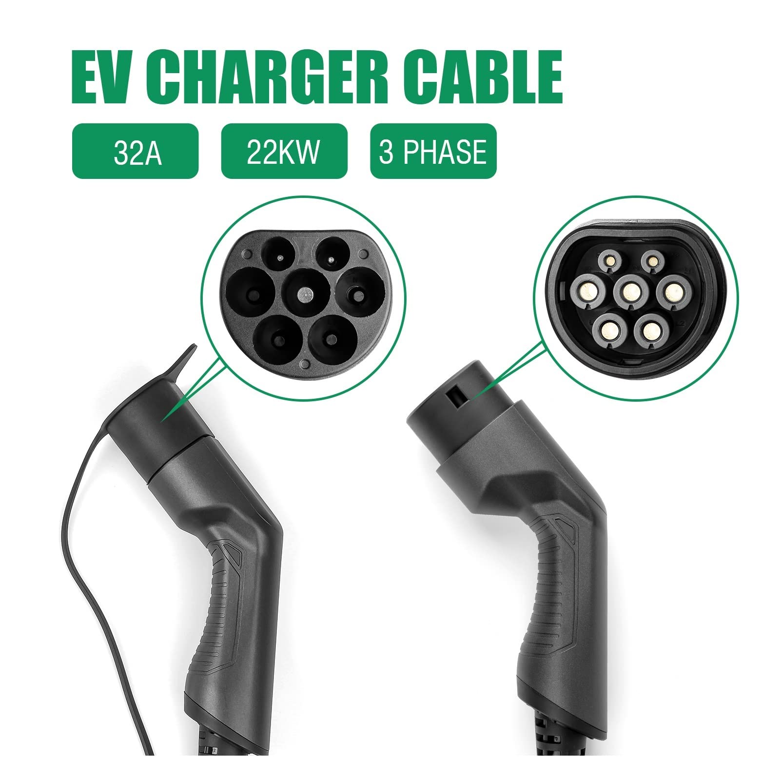 Kabel ładujący EV 32A 22KW trójfazowy przewód elektryczny pojazdu do stacji ładowarki samochodowej typ 2 EVSE wtyk żeński na męski IEC 62196 Bezpieczny i stabilny(16A 1Phase-3.6KW)