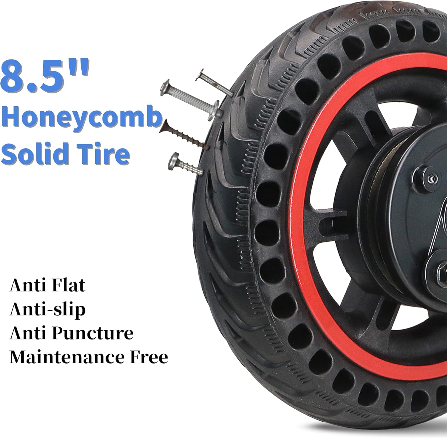 8.5'' Electric Scooter Replacement Wheel – Solid Tire with Hub & Drum Brake | Specially designed for 8.5" DRUM BRAKE Escooter – Fits VOLPAM Q1, MAXSHOT V1, V7, Joyhis: JS03, JS01, NAVIC T3, T5