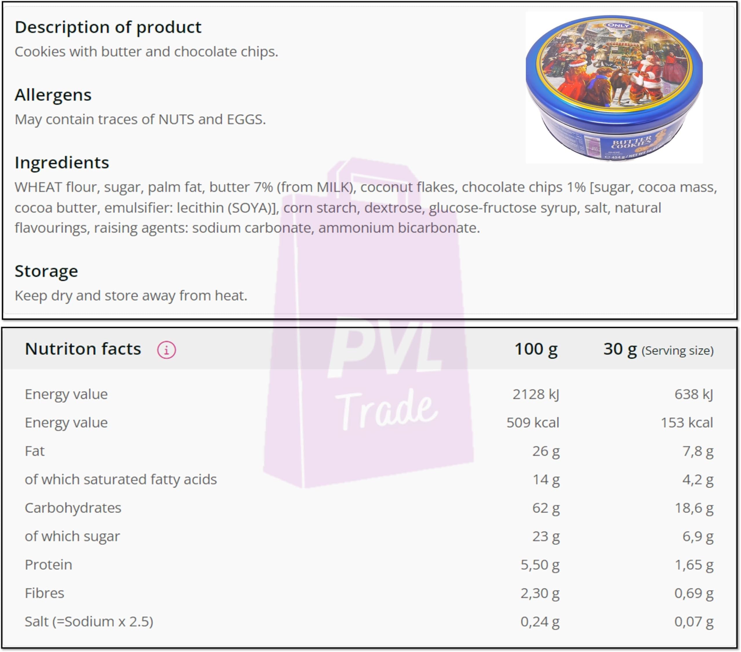 Danish Butter Cookies 454g (16 Ounces) in Santa's Village Christmas Biscuit Tin - Biscuit Gift Box for Women, Men & Kids