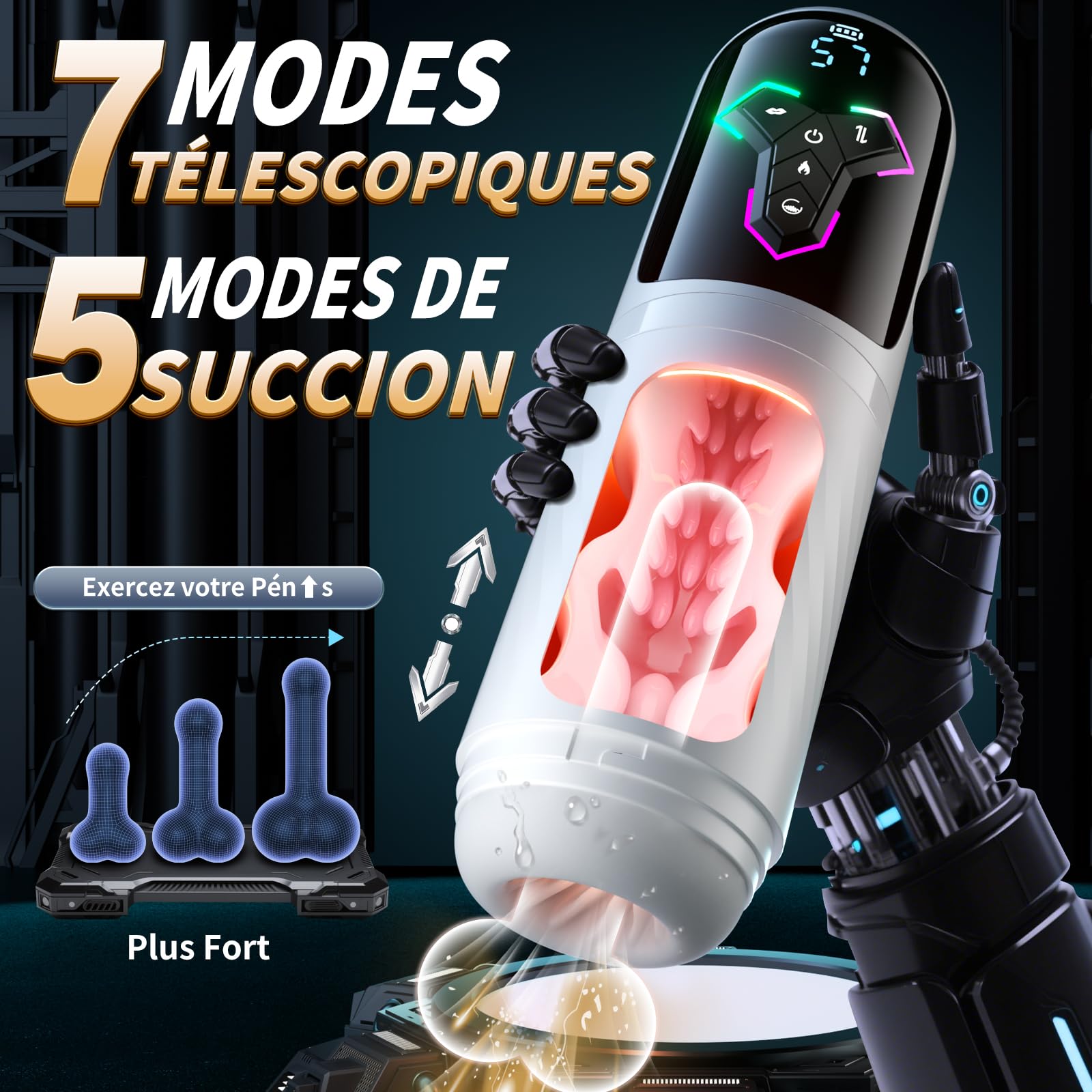 Masturbeuse Homme Sex Toys Interactif à IA – Masturbateurs Masculins avec 10 Modes de Vibration 7 Télescopiques 5 Aspiration, Vaginette Ultra Réaliste Sex Toýs Homme, Sextoys avec Contrôle par App