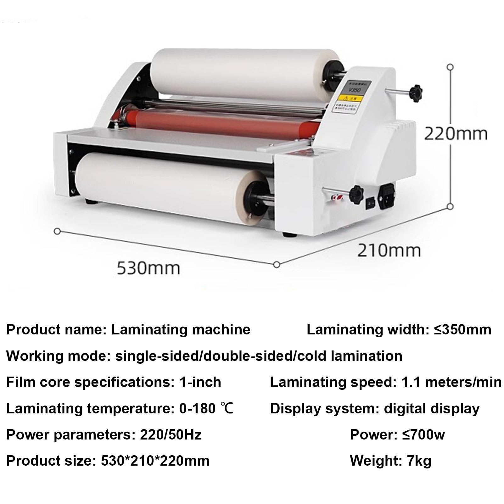 Laminatore a caldo e a freddo, controllo elettronico della temperatura, display digitale, macchina per laminazione termica a rotolo mono e bifacciale da 700 W, per documenti, foto, biglietti