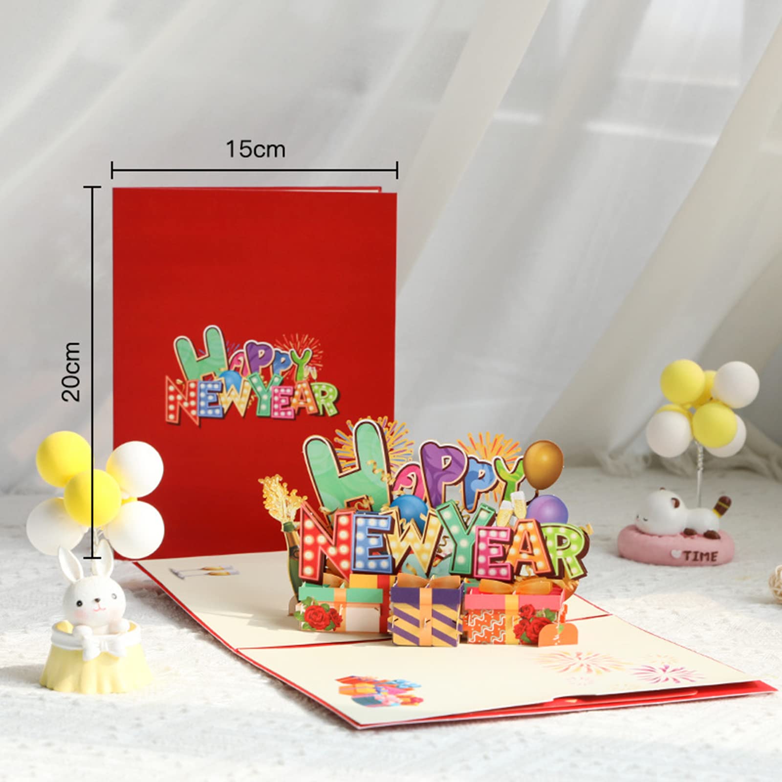 Amazon | 2022 3D ハッピーニューイヤーカード紙アート飾り装飾工芸品