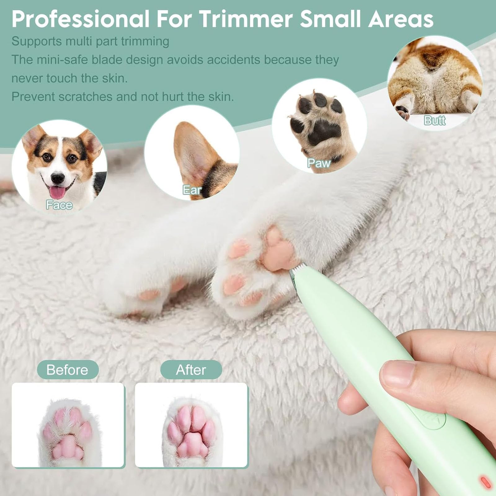 Tosatrici Per Cani Per La Toelettatura, Taglia Zampe Per Cani, Taglia Zampe Per Animali Domestici, Mini Tagliacapelli Per Cani, Ricaricabile, Silenzioso Per Tagliare I Peli Di Cani E Gatti,Rosa