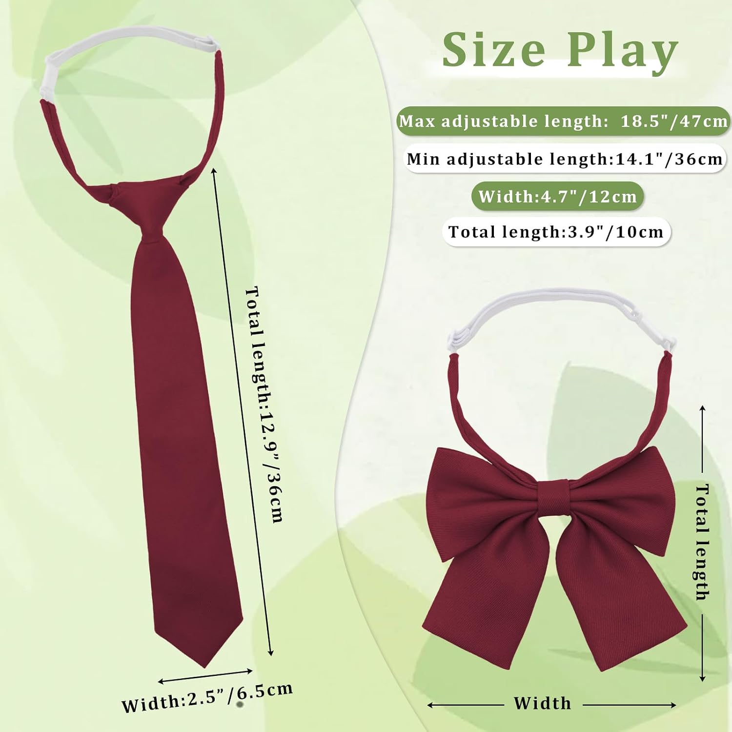 Pre-tied Ties for Women Set, Adjustable Womens Bow Tie for Suit | two piece tie set, easy snap buckle closure, durable polyester, classic meeting work tie , cosplay friendly, two looks in one