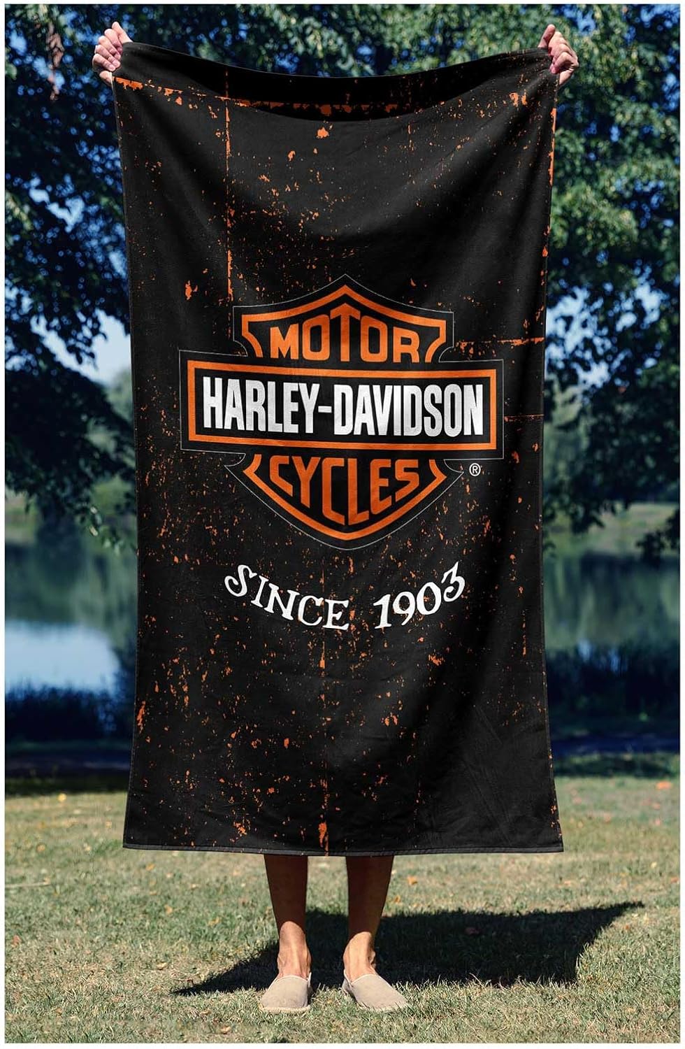 Northwest Harley-Davidson Industrial Bar & Shield Cotton Beach Towel, 35 x 60 inch